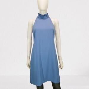 Vince Camuto Women's Blue Knee-Length Ruffle Neck Halter Dress, Size: 4, New